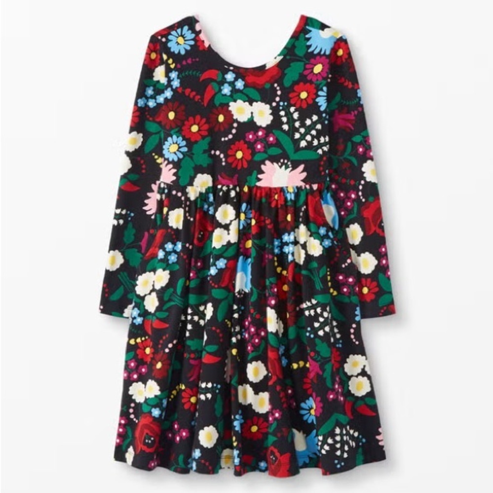 Hanna Andersson celebration Floral Kids Dress 6/7Y Lily of the valley